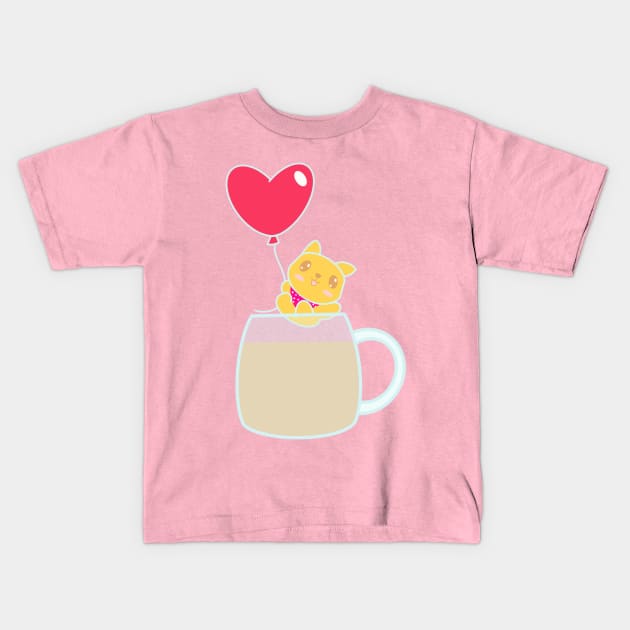 Shiba Inu over tea Kids T-Shirt by EV Visuals